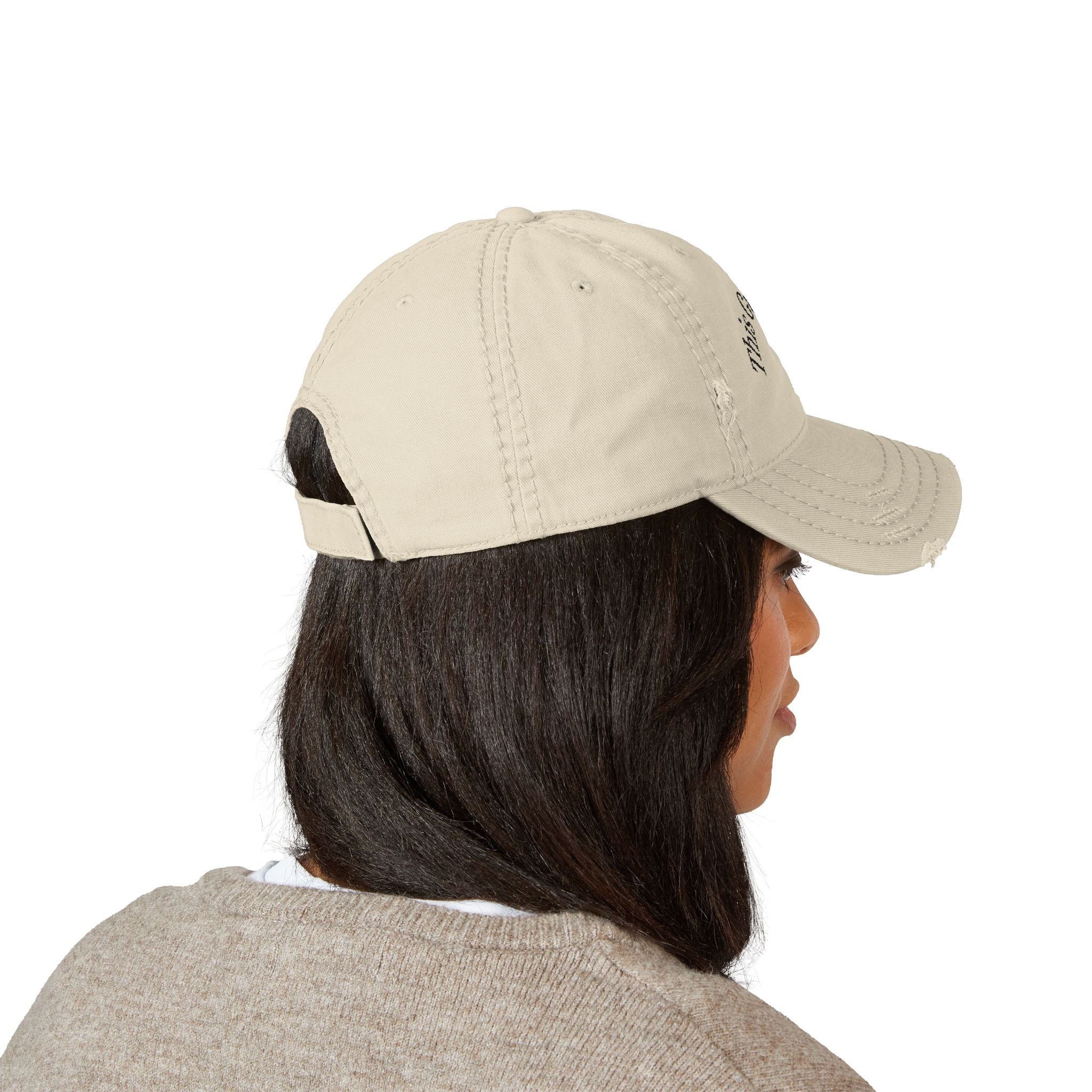 Distressed Dad Hat with Embroidery - Casual Everyday Style, Gift for Dad, Birthday, Father's Day, Unique Fashion Accessory